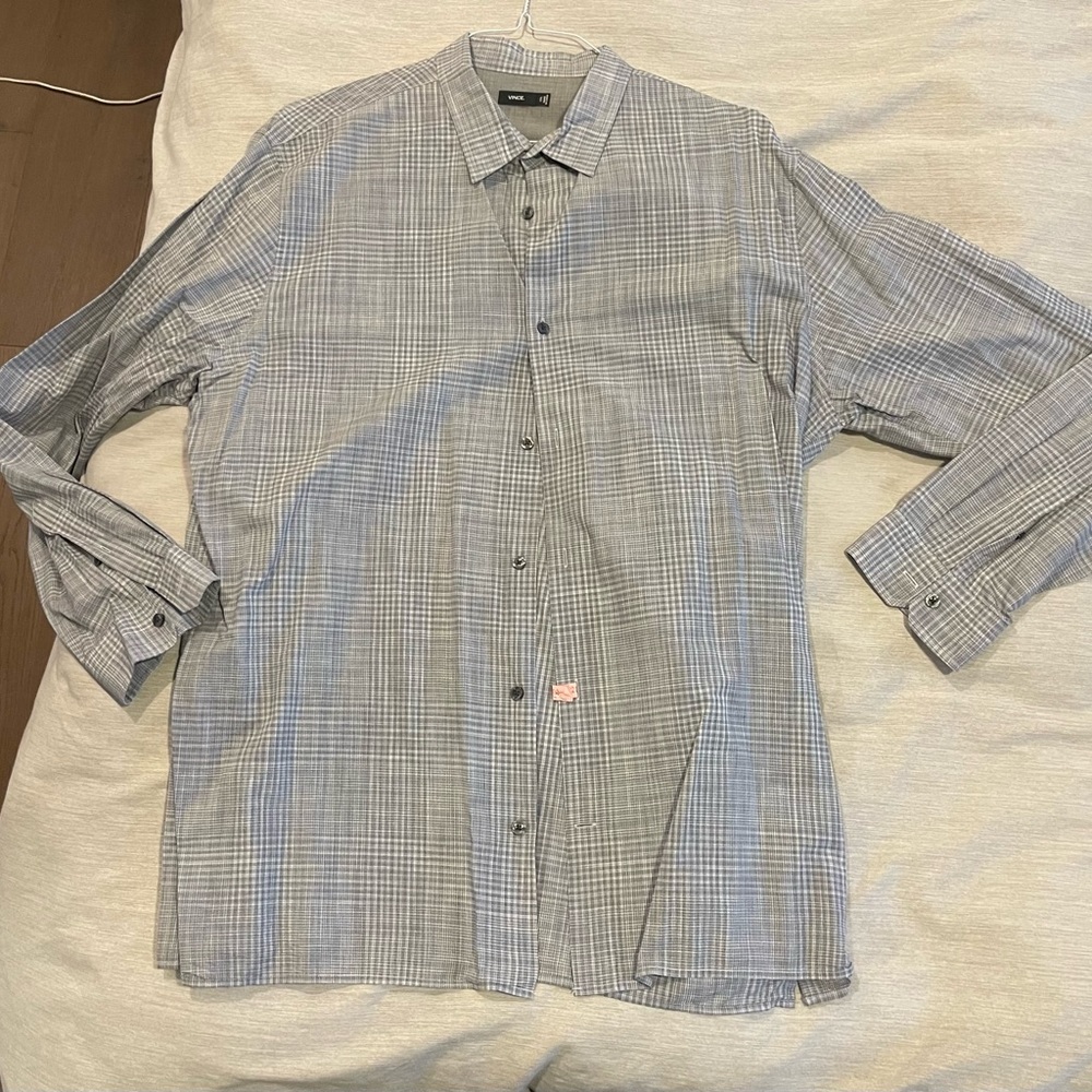 Mens Vince XXL Dress Shirt Button Down Plaid